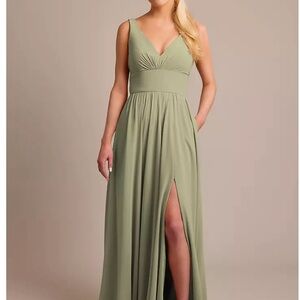 David's Bridal Eucalyptus Green Maxi Dress